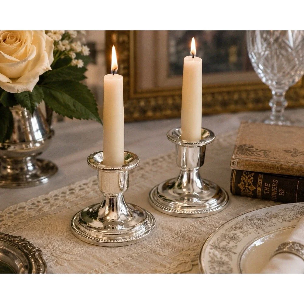 International Silver Co Mayfair 408 Silverplate Candlesticks Pair England NOS